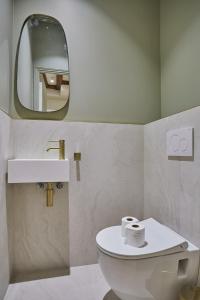 巴黎Residence Center of Paris by Studio prestige的一间带卫生间、水槽和镜子的浴室