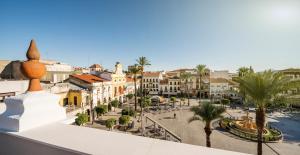 梅里达伊露尼翁梅里达宫酒店的从建筑屋顶上可欣赏到城市美景