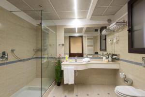 坎比亚戈AS酒店的一间带水槽、淋浴和卫生间的浴室