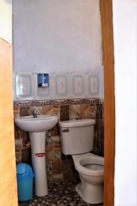 HuillanopampaINKA LAKE Taquile Lodge的一间带卫生间和水槽的浴室