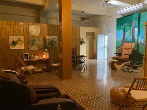 马亚圭斯Spa Apartment的一间带椅子的客厅和一间候机室