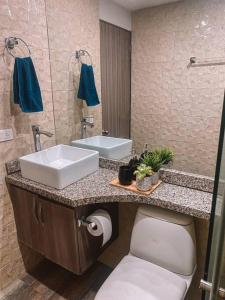 弗洛伦西亚Madrigal Luxury Penthouse的一间带水槽和卫生间的浴室
