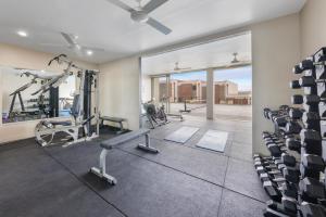 维拉港陶乐苑精品公寓的健身房设有跑步机和椭圆机