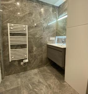 戛纳Superbe Appartement Hypercentre climatisé的一间带水槽和镜子的浴室
