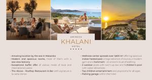 马卡尔斯卡Aminess Khalani Hotel的一张传单,供酒店使用,让人们坐在桌子旁