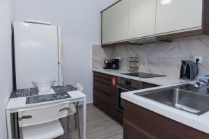 比雷埃夫斯Modern Cozy 1 Bd Piraeus Perfection Apt的厨房配有水槽和台面