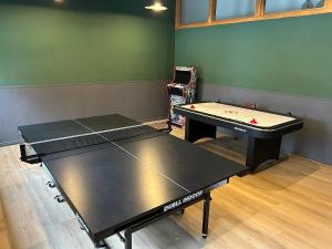 梅德巴赫Waldhaus Kustelberg的一间房间,里面设有两张乒乓球桌