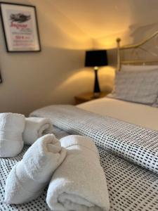 班戈北爱尔兰普林斯敦旅馆的卧室配有床上毛巾