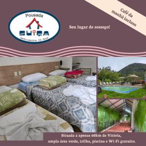 圣莱奥波尔迪娜Pousada Suiça的一张图片拼在一起的酒店房间,有两张床