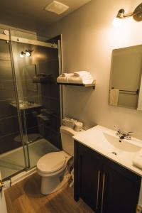 诺特达姆杜波蒂奇海上宾馆的浴室配有卫生间、淋浴和盥洗盆。