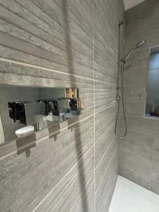 莫法特Luxury Moffat Apartment - High End Furnishing的带淋浴和卫生间的浴室。