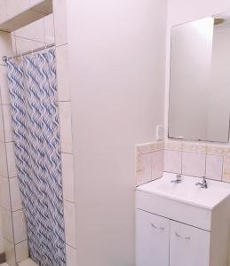 阿皮亚LE RIC HOUSING LTD的一间带水槽和镜子的浴室