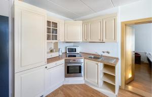 KvamPet Friendly Apartment In Kvam With Wi-fi的厨房配有白色橱柜和水槽