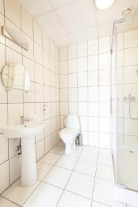切拉季特克里马蒂酒店的白色的浴室设有卫生间和水槽。