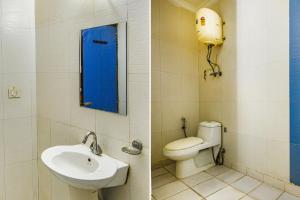 新德里FabExpress Smart Stay的浴室设有水槽和卫生间,两幅图片