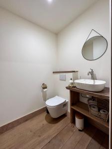 MerventCHATEAU DE LA CITARDIERE的浴室配有白色卫生间和盥洗盆。