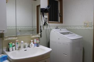 大阪Niji Homestay的一间带水槽和洗衣机的浴室