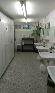 Schönengrund布洛克豪斯瑞士度假屋酒店的一间在房间内配有三个盥洗盆的浴室