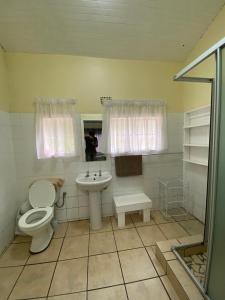格拉斯科普全景别墅营地度假屋的一间带卫生间和水槽的浴室