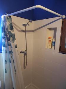 赫里卡La Vía Verde的浴室内配有淋浴帘。