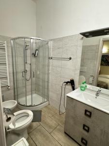 比萨Dream Guest House的带淋浴、卫生间和盥洗盆的浴室