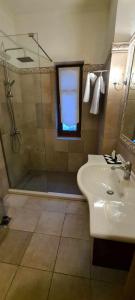 科尼察科尼特萨高山酒店的带淋浴和盥洗盆的浴室