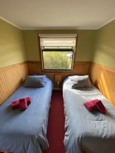 百内三塔廷德尔湖山林小屋的小型客房 - 带2张床和窗户