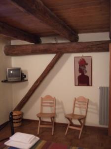 普拉吉拉托IL达悟住宿加早餐旅馆的客厅配有两把椅子和电视