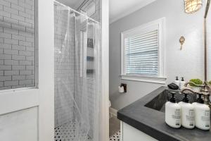 奥兰多Tiny Home - 3 MI to Downtown & Winter Park的一间带水槽和淋浴的浴室