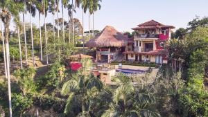 金巴亚Finca Turística La Casa que Canta的棕榈树山丘上的度假屋