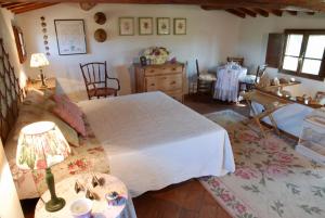 帕拉伊阿Podere Le Murella的卧室配有一张床和一张桌子及椅子