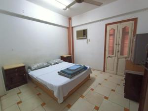 阿斯旺david hostel的一间卧室配有一张床和一台电视。