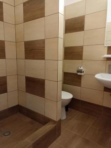 什图罗沃Abturist penzion的一间带卫生间和水槽的浴室