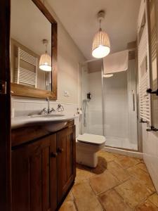 La MateaEl Pinar de la Lobera的浴室配有卫生间、盥洗盆和淋浴。