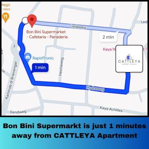 威廉斯塔德库拉索卡特兰公寓的bon bin hit超市交界处的地图距离公寓仅有几分钟的路程。