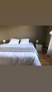 FlavignyGîte "Le Millésime 61"的一间卧室配有带白色床单和枕头的床。