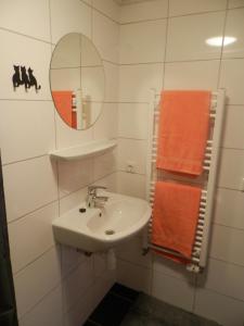 巴讷费尔德德好伊博格住宿加早餐旅馆的浴室配有盥洗盆、镜子和毛巾