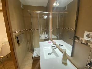 圣马丁德拉韦加Casa Simba la mejor opción para ver la Warner Bros的浴室配有白色水槽和淋浴。