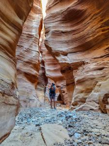 达纳Adventure camping - Organized Trekking from Dana to Petra的站在老虎峡谷里的人