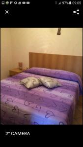 MiletoSan Pietro的一间卧室配有紫色床单和紫色床