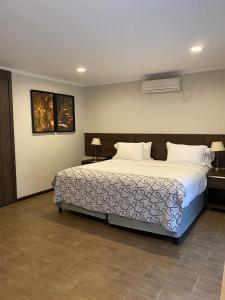 伊瓜苏港塞尔瓦伊维酒店的一间卧室,卧室内配有一张大床