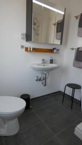HoxelGästehaus Hoxel的浴室配有白色卫生间和盥洗盆。