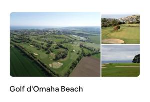 滨海科勒维尔Au coeur d'Omaha Beach- Colleville-sur-Mer- Gîte 2的高尔夫球场图片的拼贴