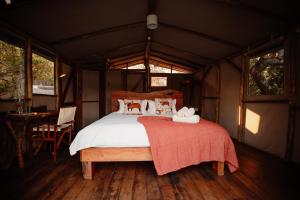 ChungaKasabushi Camp的帐篷内一间卧室,配有一张床