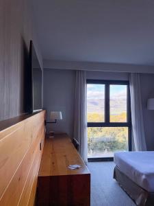 塞瓦Montanyà的酒店客房设有一张床和一个大窗户