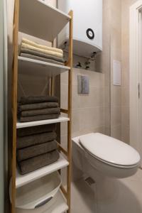普罗夫迪夫Apartment KALINA with free private parking的浴室位于卫生间旁,配有毛巾架
