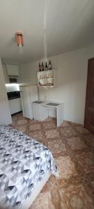 圣若泽杜斯皮尼艾斯Residencial Vitor Studio 1的客房设有带一张床的厨房