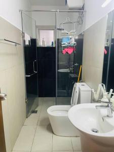 PannipitiyaRental Apartment in Kottawa的带淋浴、卫生间和盥洗盆的浴室
