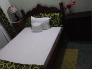 洛尼湾村Apartment Joanna的一张床上有两个枕头的房间