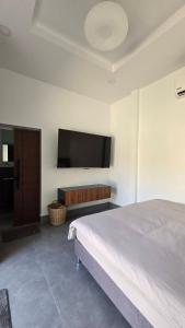 Ban SuanAiranda Phuket Homestay的一间卧室配有一张床和一台平面电视